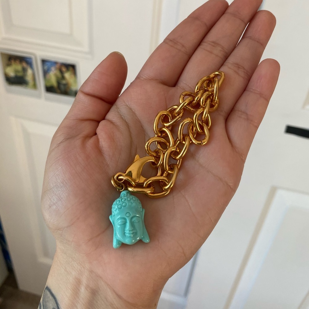 Turquoise Buddha Head Gold Bracelet
